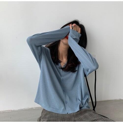 Werynica Knitted Cardigan Women Summer Long Sleeve sun protection Basic Cropped Sheer Sweaters Female Casual Jumper T-shirt