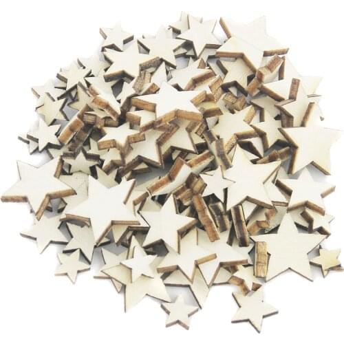 100 Pieces Wooden Mini Mixed Wood Stars Craft Cardmaking Scrapbooking Embellishment