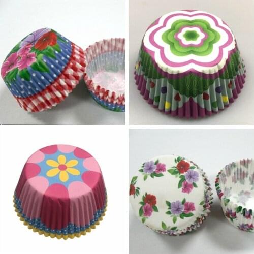 100x White FLower Cupcake liners Red Green Black Blue Purple Wedding Baking Muffin Box Cup Case Cake Mold Party Cake Decorating