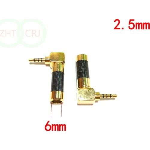 20pcs Rhodium Plated Carbon Fiber 2.5mm 4 Pole 90 degree Plug soldering New