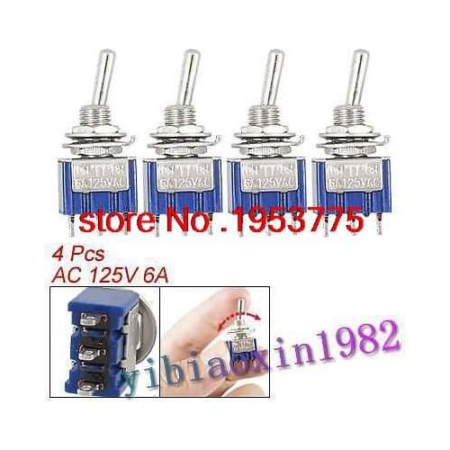 40 Pcs AC 125V 6A 3 Pin SPDT On/On 2 Position Mini Toggle Switch Blue