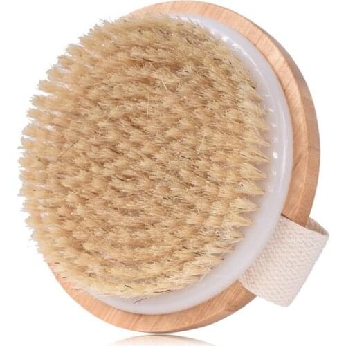 50pcs Soft Natural Bristle Bath Brush Round Bamboo Shower Brush Body Cleaning Massage Brush without Handle W9741