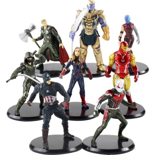 8pcs/lot 8-11cm Avengers Infinity War Iron Man Thor Thanos Captain America Antman PVC Action Figure Collection Toys