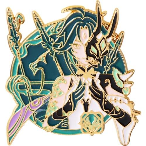 Game Genshin Impact Xiao Cosplay Metal Brooch Pin Alloy Badge Props