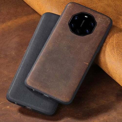 Cowhide Phone Case For Huawei P10 P20 P30 Mate 9 10 20 Pro Lite case Crazy Horse Skin Back Cover For Honor 8X 9 10 Case Texture