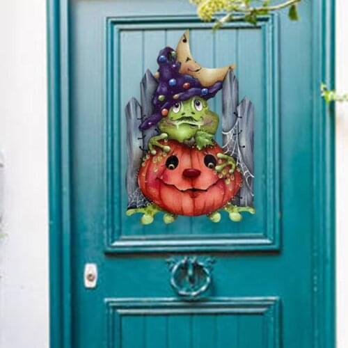 Pumpkin/BOO Style Wooden Sign Halloween House Door Pendant Plaque Trick Or Treat Hanging Listing Ghost Wooden Ornaments