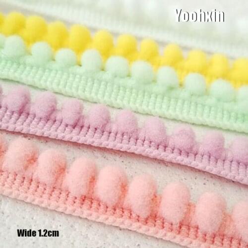 1.2CM Wide 6 Color NEW DIY Cotton Embroidery Sewing Flower Lace Fabric Pom Pom Applique Collar Ribbon Trim Pompom Guipure Decor