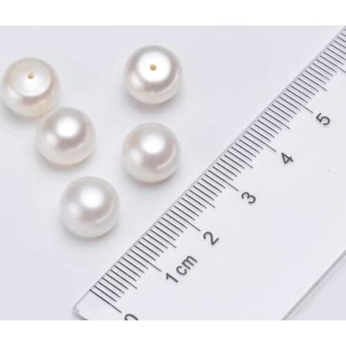 Button shape1/2 half hole Natural freshwater pearls 3-12mm white/pink/purple/black Hot selling loose pearls for earrings