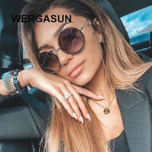 WERGASUN Brand Round Sunglasses Women Vintage Rimless Sun Glasses Shades Men Retro Coating Mirror Eyewear UV400