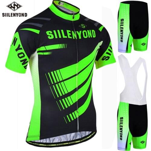 SIILENYOND summer cycling wear short sleeve top with back Pants Set moisture absorption sweat wicking outdoor clothes