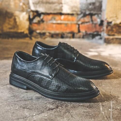 Summer Spring Vintage British Casual Black Men Shoes Business Formal Dress Leather Shoes Loafers Wedding Luxury Oxfords Loafers