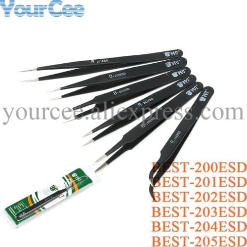 BEST Stainless Steel Antistatic Anti-acid Non-magnetic Tweezer Sharp Tip IC Extractor 201ESD 140mm
