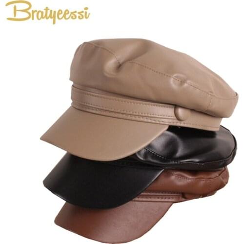 Fashion Baby Hat Winter Autumn PU Leather Kids Hats Caps for Girls Boys Baby Cap Vintage Beret Hats for Children 2-5Y
