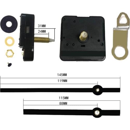 Wall Clock Extension Quartz Movement Long Axis 31mm+Metal Hour and Minute Hand DIY Watch Movement Accessories