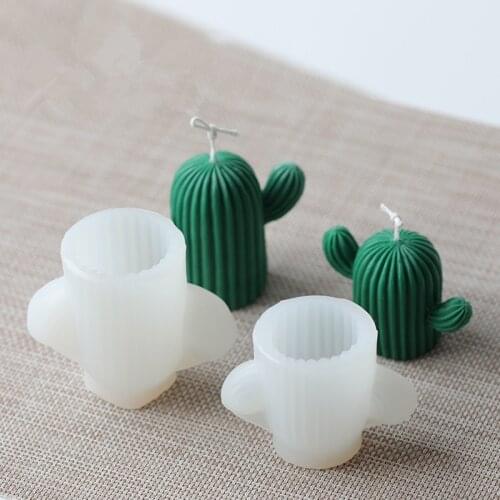 New 3D Cactus Candle Mold Chocolate Mold Succulent Cactus Candle Forms Handmade Candle DIY Silicone Plaster Candle Making Mould