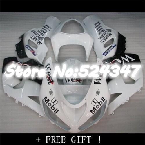 B Body Kits 636 Zx-6r 06 05 636 Black White WEST for Kawasaki Zx6r Motorcycle Fairing 2005 Pieces Details