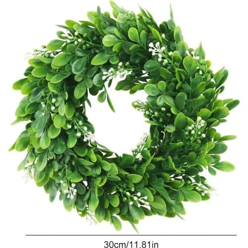 Plastic Simulation Wreath Boxwood Grass Ring Artificial Green Wreath Interior Decoration Door Knocker Farmhouse Wedding Ornament