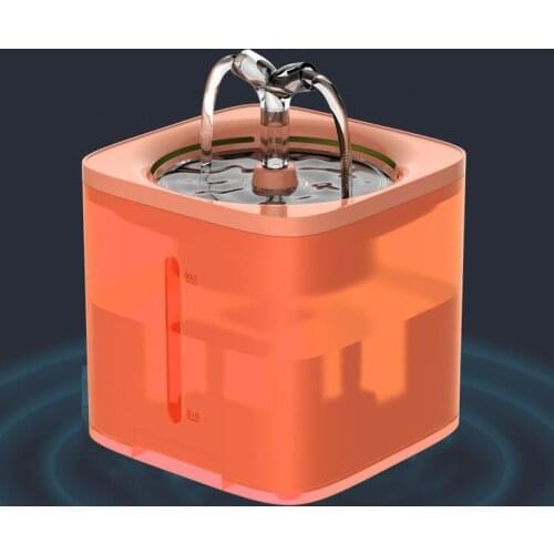 2L Cat Drinker Water Fountain Automatic Circulating Filter Drinking Bowl Orange Grey Smart Pet Dispenser With Motion Sensor