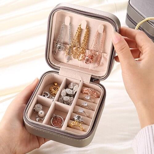 Luxury Jewelry Cosmetics Bag Ladies PU Leather Organizer Box Ring Women Case Portable Organize Bags For Necklaces Joyeros XA851H