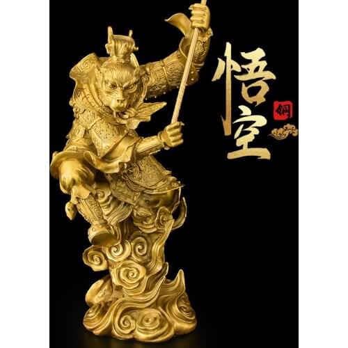 Handmade Chinese Style Sun Wukong Ornaments Pure Copper Monkey Living Room Buddha Bronze Statue Lucky Large Size home decor