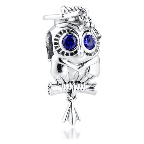 Silver bead Wise Owl Graduation Charm Fits Original Charms Silver Bracelets For Woman DIY Beads kralen voor sieraden maken