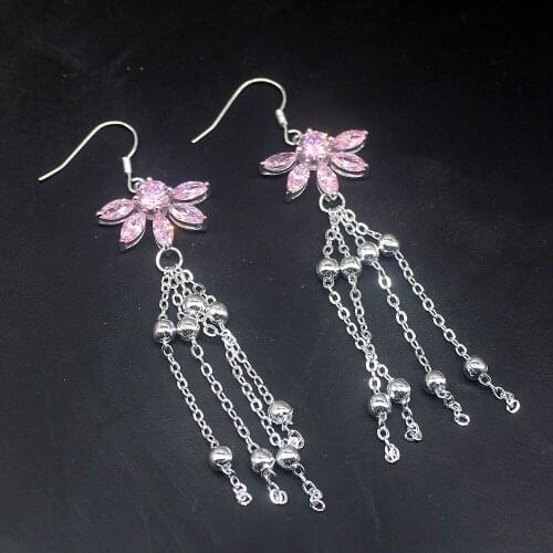 Beautiful Royal Pink Kunzite Topaz Genuine 925 Silver Dangle Drop Hook Earrings Jewelry Gifts for Women Girls 20213702