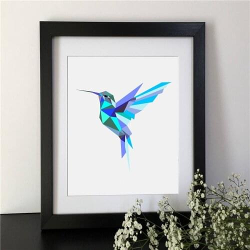 Nordic Hummingbird Canvas Painting Geometric Triangles Posters Prints Animals Wall Art Pictures Aesthetic Living Room Home Decor
