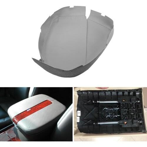 Car-styling Microfiber Leather Center Control Lid Armrest Box Cover Trim For Cadillac Escalade 2007 2008 2009 2010 2011 Gray