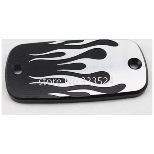 Universal Black Flame Front Brake Fluid Cap Chopper Cruiser Bobber Cafe Racer Touring Old School Dual Sport Bike Motorcycle