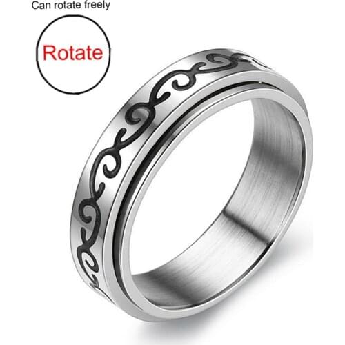 Rotatable Basic Ring For Men Silver Color Titanium Steel Casual Male Anel Stylish Punk Spinner Jewelry