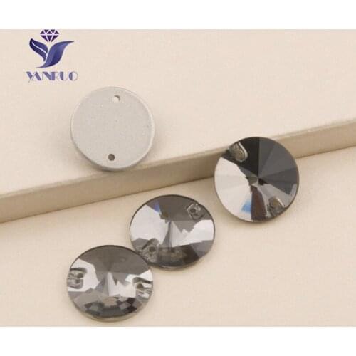 YANRUO 3200 Rivoli Black Diamond Sew On Crystal Stones Glass Rhinestones Sewing Cristal For Clothes