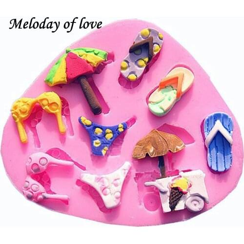 Umbrella slippers bikini chocolate Party DIY fondant cake decorating tools silicone mold baking tools for cakes T0045