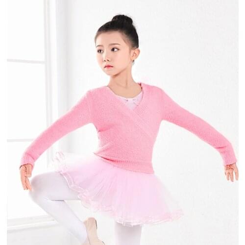 2020 Fashion Girl Ballet Gymnastic Leotard Jacket Long Sleeved Dance Sweater Top Coat Kids Dance Clothing Jacket Wrap Ballet