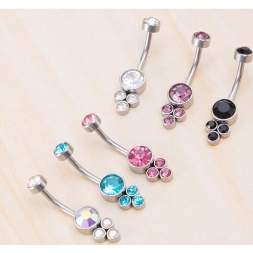 2021 New CZ Crystal Navel Ring Belly Button Rings Navel Piercing Sexy Pircing Ombligo Belly Rings Surgical Steel Earrings 14G