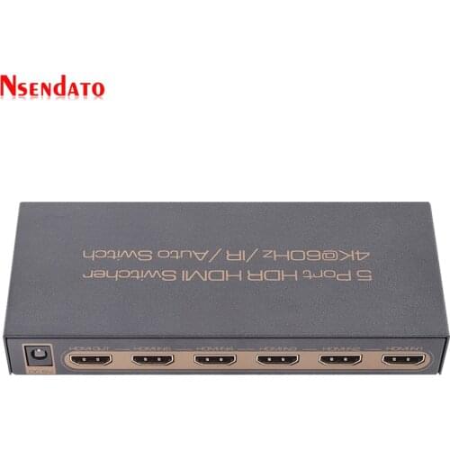 4K 60Hz HDR HDMI 2.0 Switch Switcher 5 in 1 out 4Kx2K@60Hz HDMI Switch With Auto & IR for PS4 DVD Blue-ray Player Laptop HDCP2.2