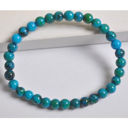 6MM Brazilian Azurite Beads Bracelet Bangle Stretch 7.5 Inch Jewelry For Woman Gift G631