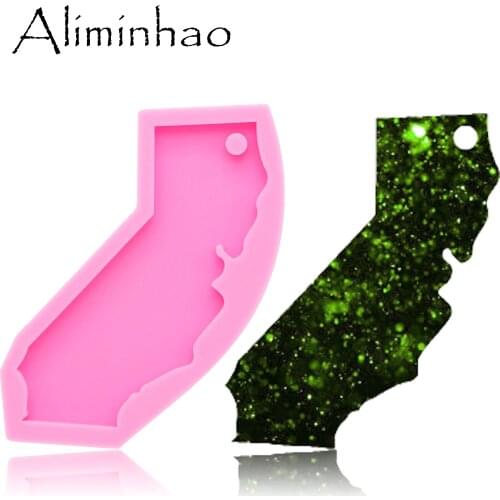DY0213 Shiny California state shape silicone molds DIY epoxy resin molds for jewelry Decorative Craft Keychain Mold