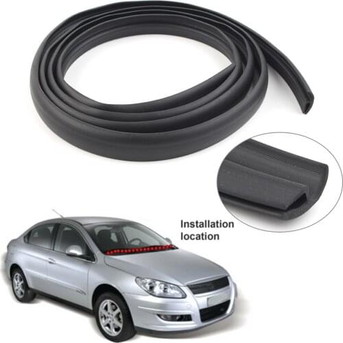 Black Car Seal Under Front Windshield Panel Sealed Trim Moulding Strip Rubber 1.7M