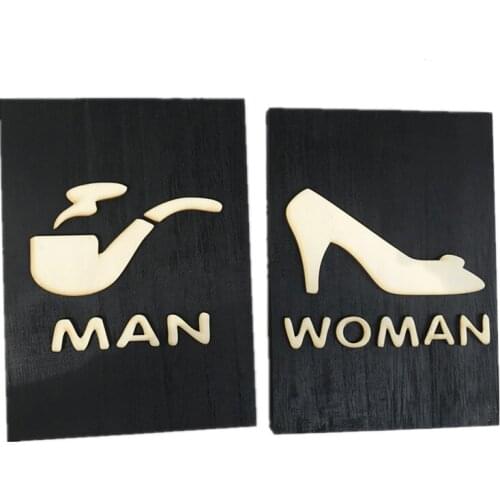 Wooden Door Toilet Sign Wood Signage Men Women Doorplate Retro Toilet Numbers Card Address Plaque Door Plate Wall Sticker