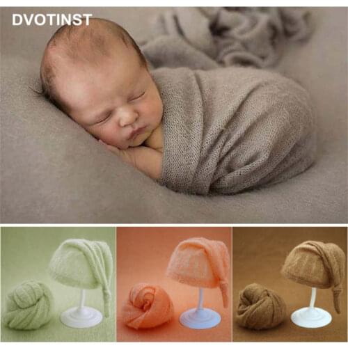 Dvotinst Newborn Baby Photography Props Soft Mohair Cute Hats Bonnet Knitted Wraps Blanket Studio Shoots Fotografia Photo Props