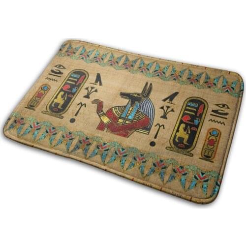 Egyptian Anubis Ornament On Papyrus Mat Rug Carpet Anti - Slip Bedroom Entrance Door Mat Anubis Egypt Egyptian Pharaon Papirus