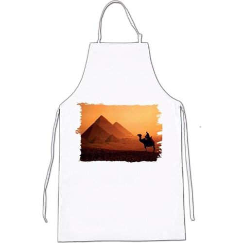 MERCHANDMANIA apron Great pyramid Egypt GIZA home kitchen cooking white polyester fiber custom offer