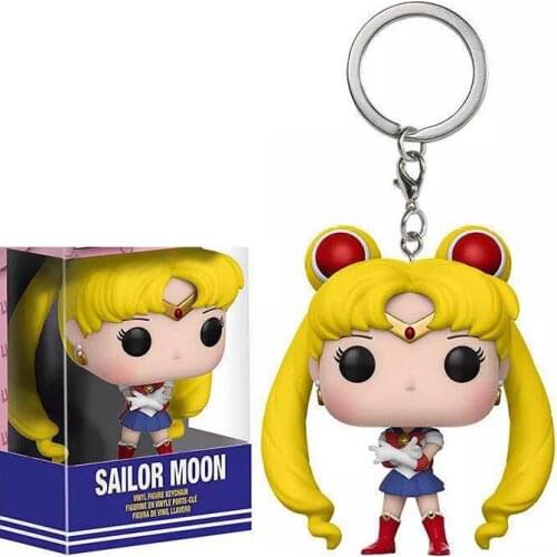 FUNKO Japanese Sailor Moon & Sailor Chibi Moon pocket Keychain toy action Figure Collectible Toys for children with retail box