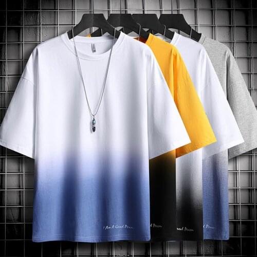 2021 New Summer Unisex T Shirt Men Gradually Changing Color Short Sleeve T-Shirt Cotton Hip Hop Tshirt Gift Women Tees Top