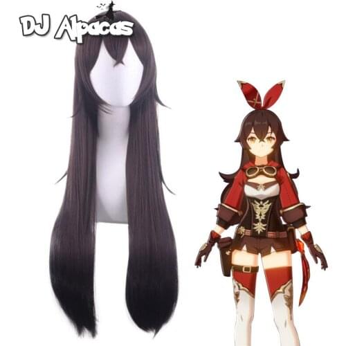 Genshin Impact Game Cosplay Amber Wig Long Hair Accessories Amber Hair Band 2021 Anime Drop Shipping Free Wig Cap