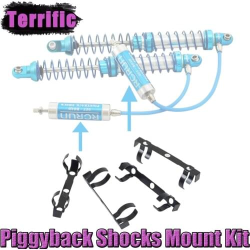 4 Pcs Metal Piggyback Mount Off-Road Racing Shock Mounts Kit Base Clip for 1/10 RC Crawler Car RCRUN Shocks Absorber Reservoirs