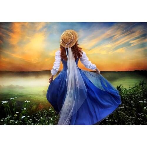 Round full diamond landscape 5D diamond painting figure female DIY diamond embroidery kit home decoration gift