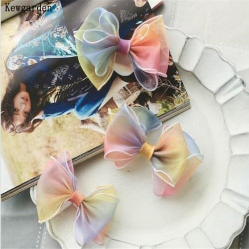 Kewgarden Flower Packing Riband Wavy Hemming Rainbow Organza Ribbon 7cm Handmade Tape DIY Girl Bow Hair Accessories 20 Yards