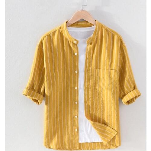 Summer new arrival stand collar fashion shirt men brand Italy casual breathable half-sleeve shirts men tops mens clothes camisa