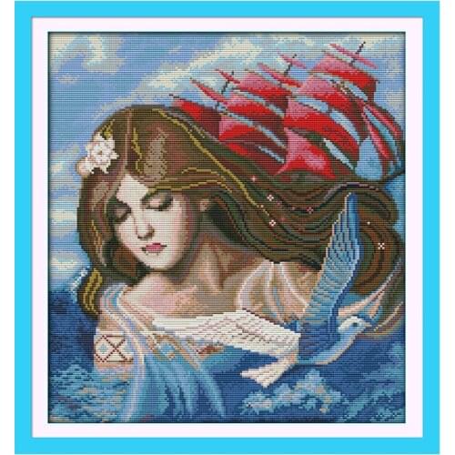 Joy Sunday factory direct sales character pattern 11CT 14CT cross stitch kit DMC thread hand embroidery home decoration gift set